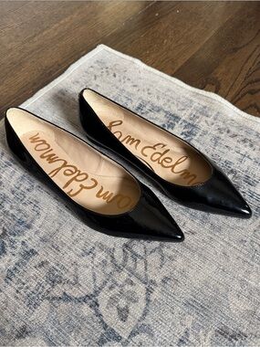 Sam Edelman Black Patent Leather Pointed Toe Flats
